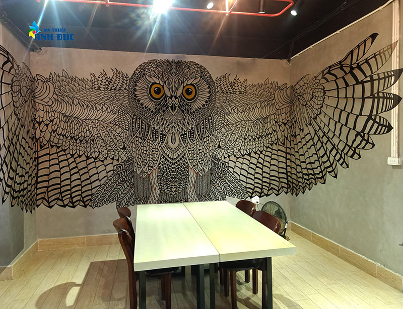 Vẽ tranh tường 3D tại quán cafe Bắc Thăng Long - Hà Nội