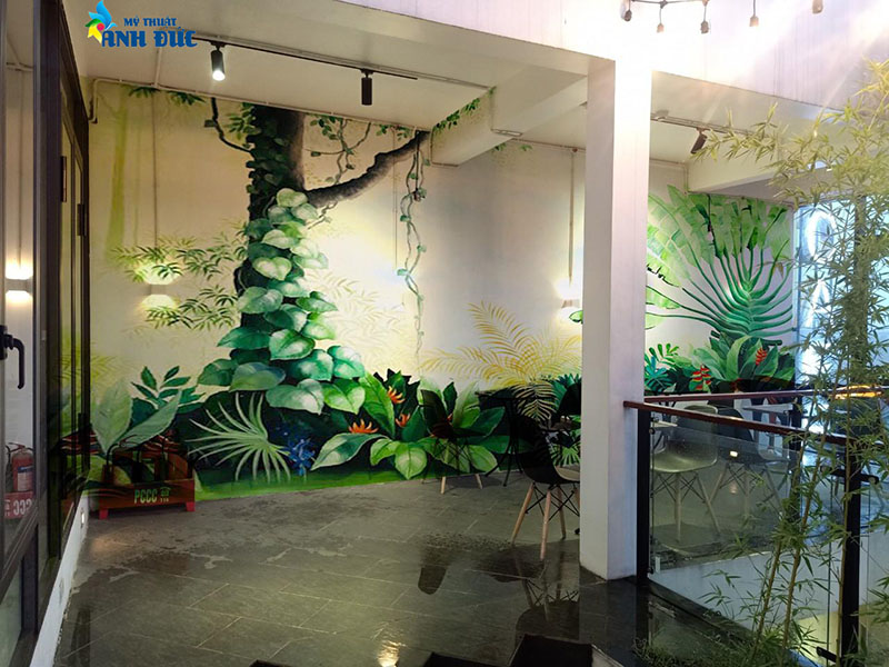 Vẽ tranh tường 3D tại quán cafe Bắc Thăng Long - Hà Nội