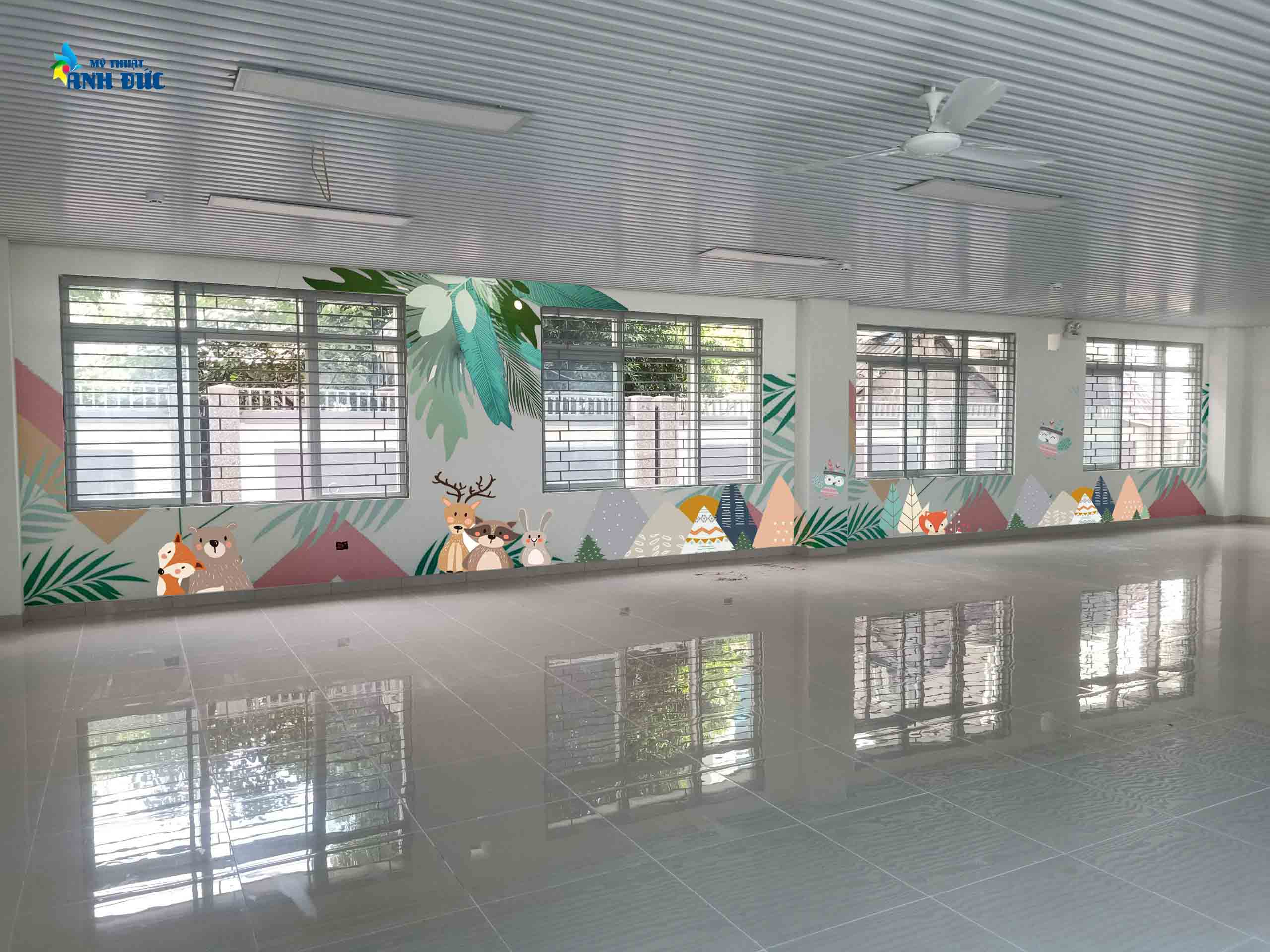 Vẽ tranh tường 3D cho phòng thư viện trường chuẩn THCS Thịnh Hào, quận Đống Đa