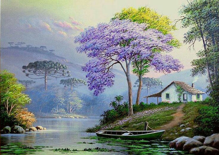 Tranh sơn dầu AmiA TSD 400 tranh vẽ phong cảnh phố cổ Hà Nội đẹp
