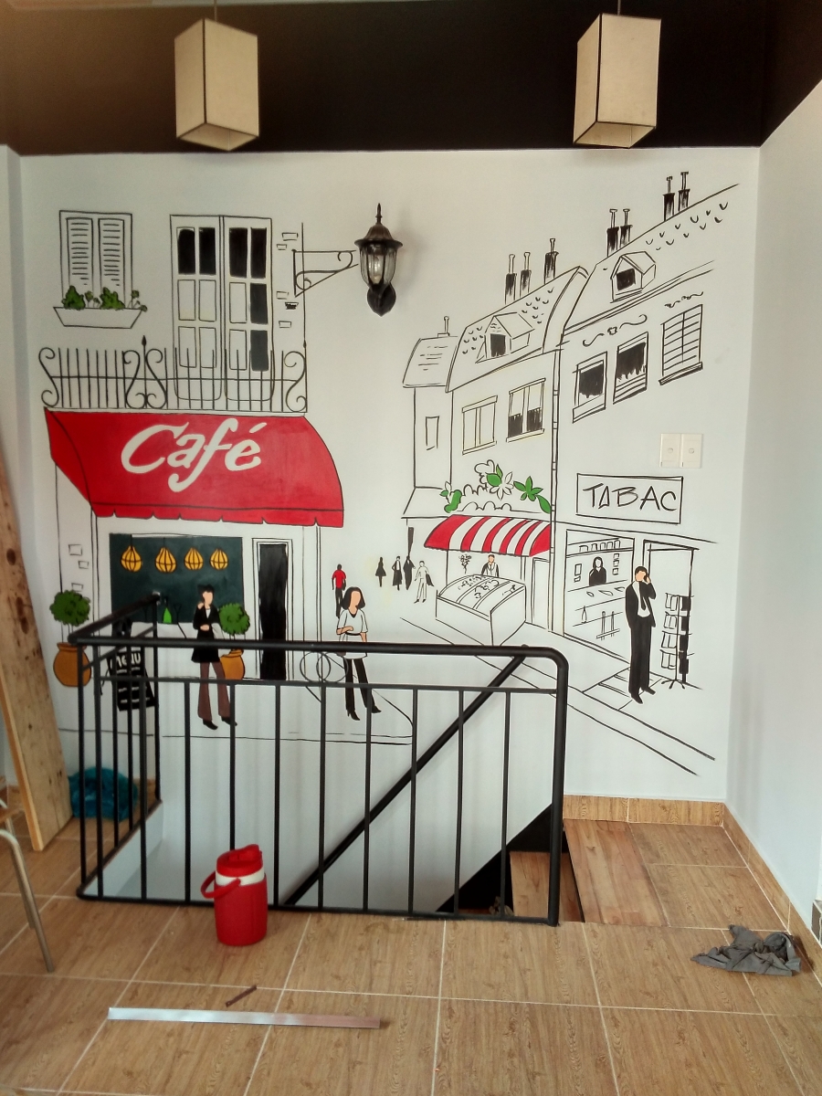 Vẽ tranh tường quán cafe 2019