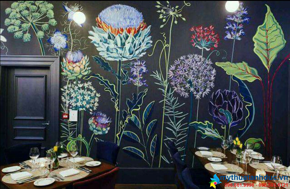 Tranh tường quán cafe, nhà hàng CNH75 - Cuốn hút và ấn tượng