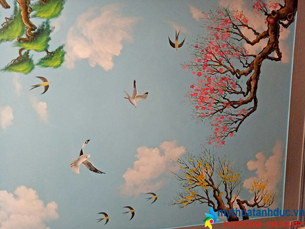 Vẽ tranh tường tại Chùa Kim Quy, Mỹ Đức, Hà Nội