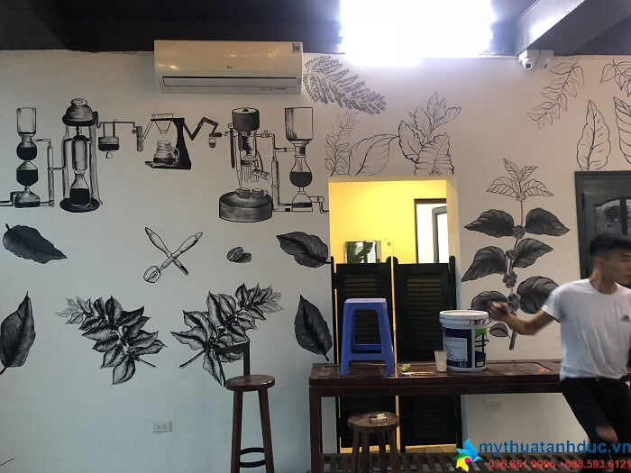 vẽ tranh tường quán cafe tại Hà Đông